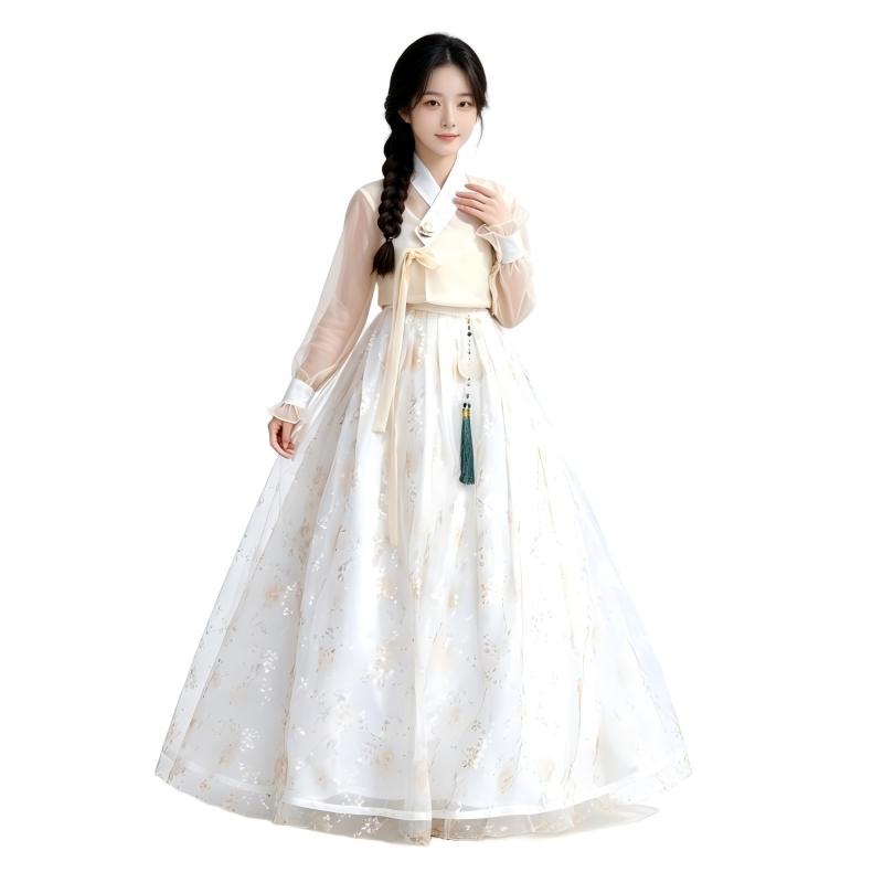 Hanbok Modern Set - Nowoczesny koreański hanbok dla kobiet, prześwitująca