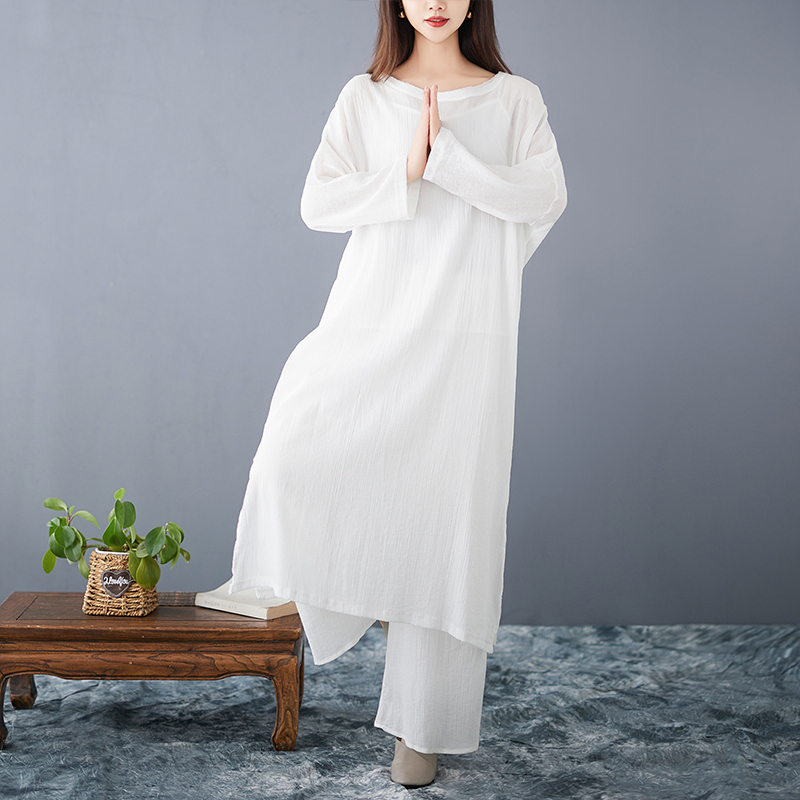 Ethnic Fashion Dress - Luźna sukienka z bawełny i lnu,