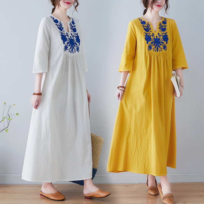 Ethnic Fashion Dress - Nowa Sukienka w Etnicznym Stylu, Luźna,