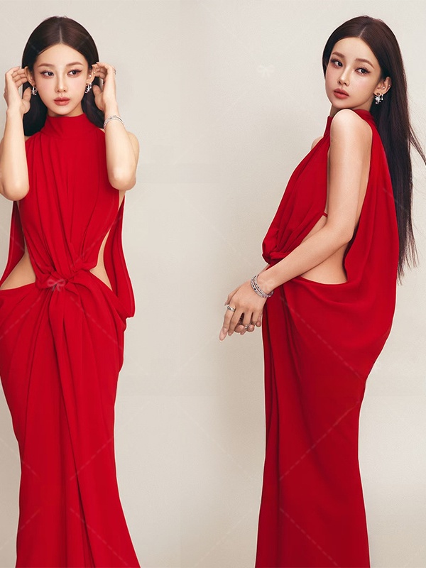 Ethnic Fashion Photography - Czerwona sukienka do fotografii portretowej, prosty