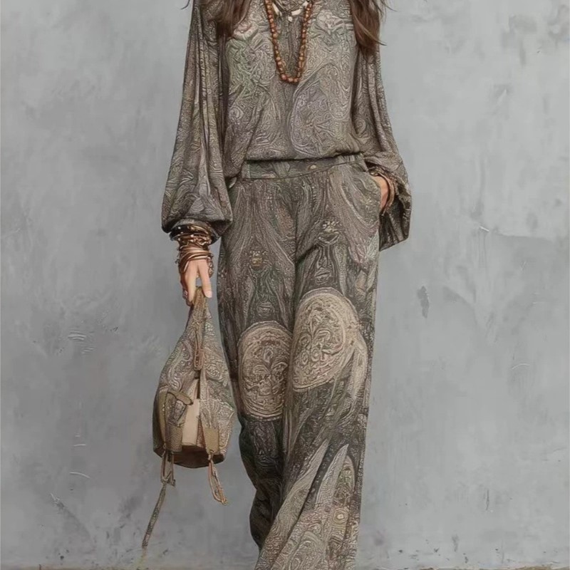 Ethnic Fashion Collection - Damski dwuczęściowy zestaw w stylu boho