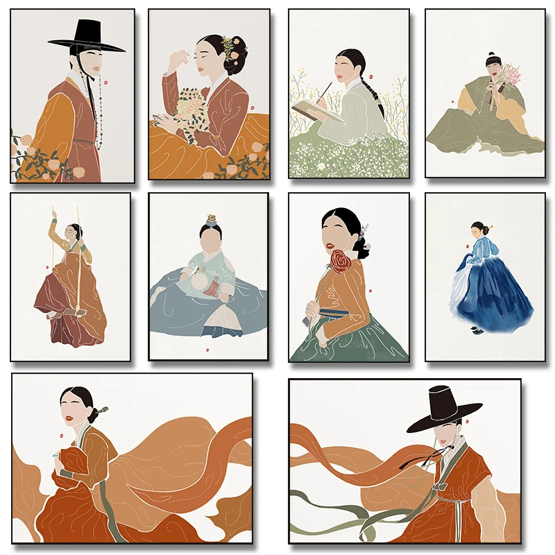 Hanbok Modern Set - Plakaty i reprodukcje w stylu koreańskim