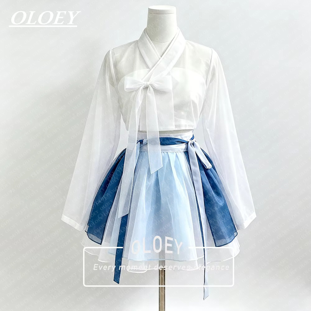 Hanbok Modern Set - OLOEY Nowoczesny Krótki Koncertowy Hanbok Kontrastowy