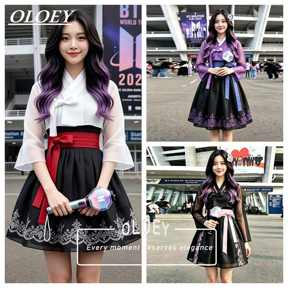 Hanbok Modern Set - OLOEY Nowoczesne Aplikacje Krótki Koncertowy Hanbok