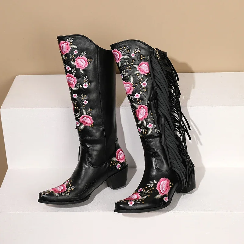 Moda Haft Kwiat Zachodnie buty – Ethnic Fashion recenzja i cena